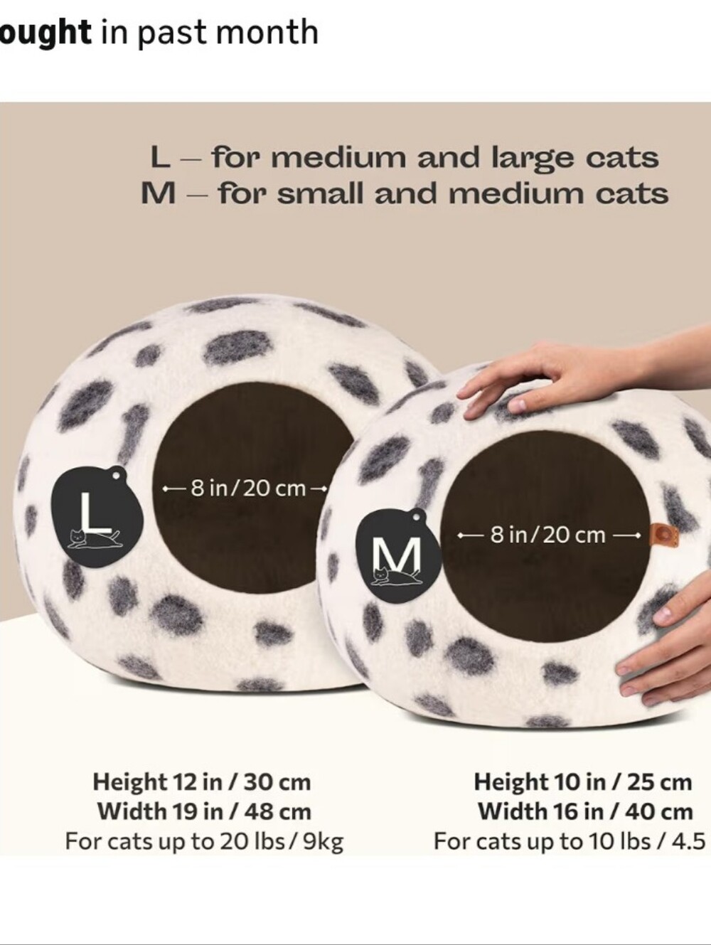 Meowfia Cat Cave Bed Merino Wool Large - Picture 2 of 5